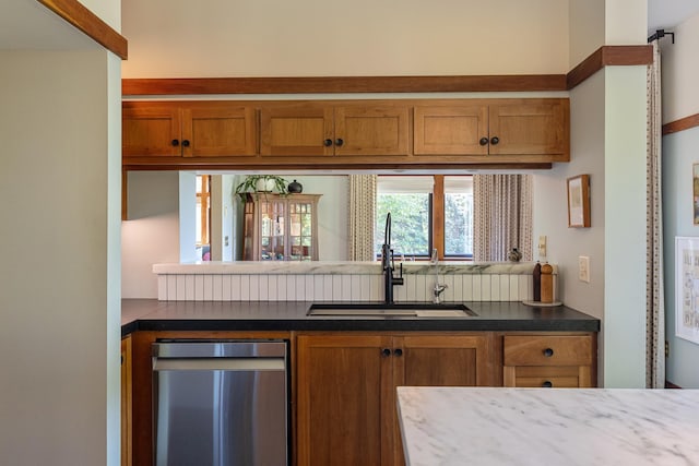 bar with dishwasher and a sink