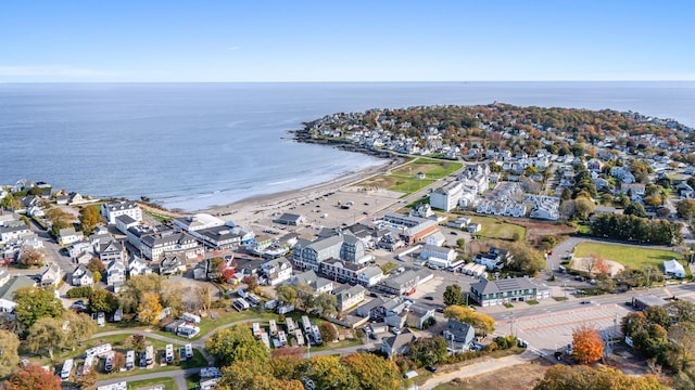 birds eye view of property with a residential view and a water view