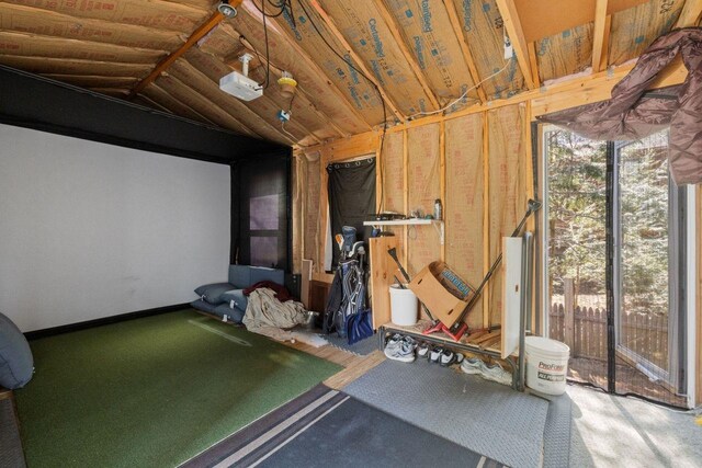 9 Sands Ter, Barnstead, NH 03225 - interior space with vaulted ceiling and golf simulator