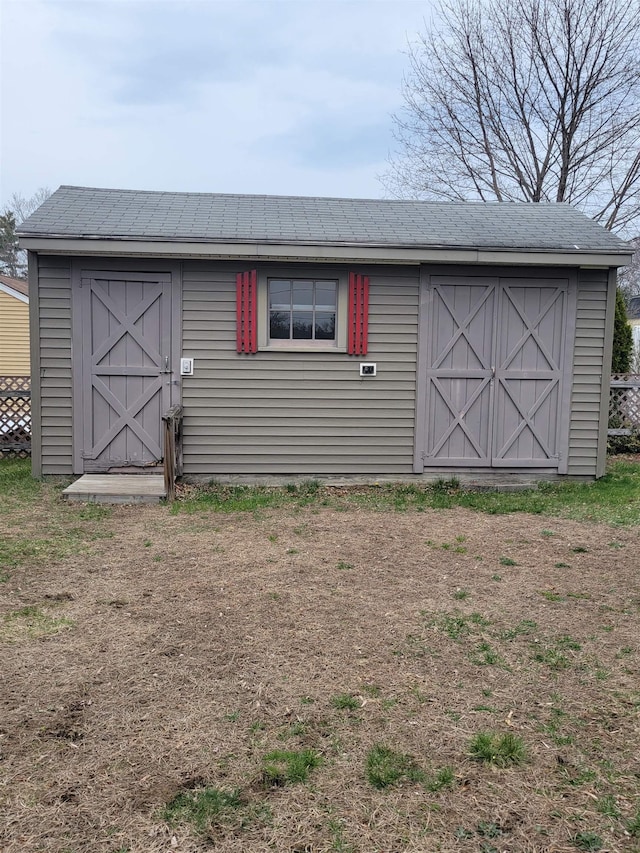 view of shed