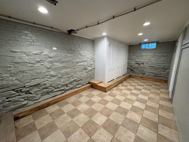 42 Elm St, Claremont, NH 03743 - finished basement featuring recessed lighting