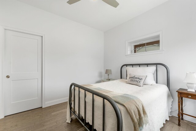 7 John Hardie Way, Chichester, NH 03234 - bedroom featuring a ceiling fan, baseboards, and wood finished floors