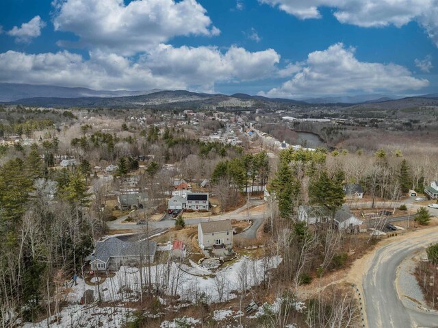 drone / aerial view with a mountain view