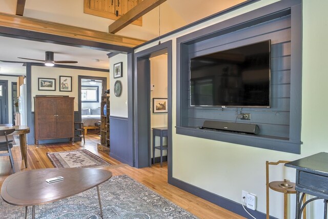 59 Wilson Pond Rd, Swanzey, NH 03431 - living room featuring light wood-style flooring and ceiling fan