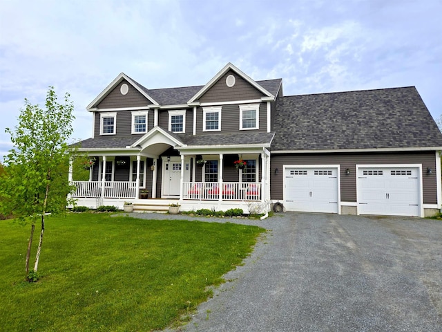 226 St Pierre Rd, Fairfield, VT 05455 - view of front facade featuring a garage, roof with shingles, asphalt driveway, and a porch