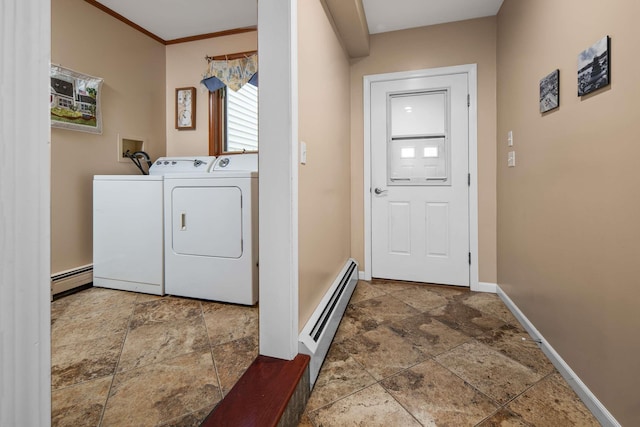 13 Ocean Circuit Dr, York, ME 03902 - clothes washing area with laundry area, washing machine and dryer, baseboards, and a baseboard heating unit