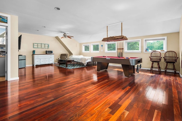 13 Ocean Circuit Dr, York, ME 03902 - playroom featuring hardwood / wood-style floors, baseboards, a ceiling fan, and billiards