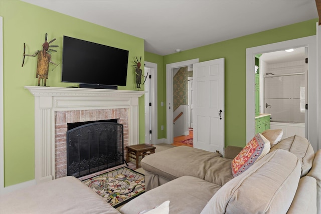 444 Tin Shanty Rd, Shrewsbury, VT 05738 - living area featuring baseboards and a fireplace