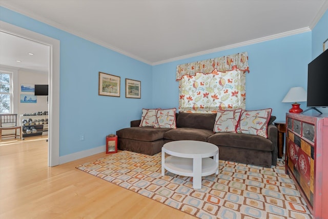 444 Tin Shanty Rd, Shrewsbury, VT 05738 - living area with baseboards, crown molding, and wood finished floors