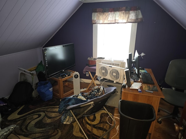 interior space featuring vaulted ceiling