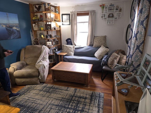 living area featuring wood finished floors