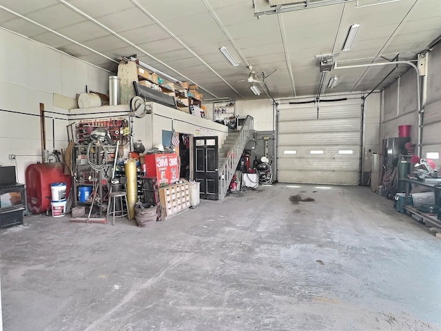 garage with a garage door opener