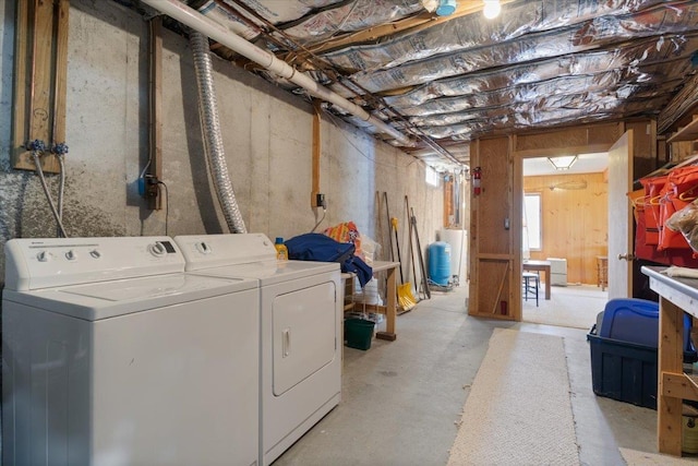 below grade area featuring independent washer and dryer