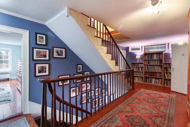14 Adams Landing Rd, Grand Isle, VT 05458 - hall with radiator heating unit, crown molding, and wood finished floors