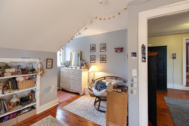 14 Adams Landing Rd, Grand Isle, VT 05458 - interior space with baseboards, lofted ceiling, and hardwood / wood-style flooring
