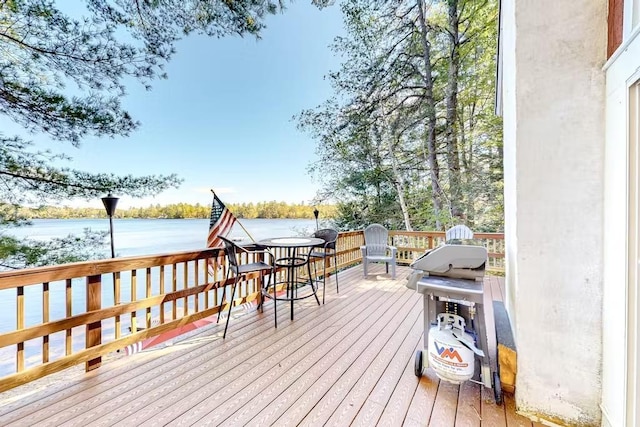 18 Crow Ln, Conway, NH 03818 - wooden terrace featuring a grill and a water view