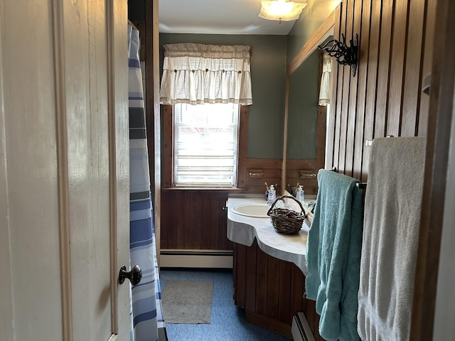 107 Ainsworth Rd, Woodbury, VT 05681 - full bathroom featuring baseboard heating and vanity