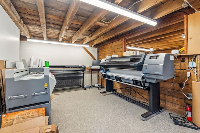 miscellaneous room featuring carpet flooring