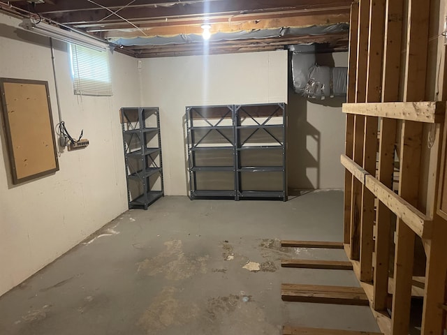 view of unfinished basement