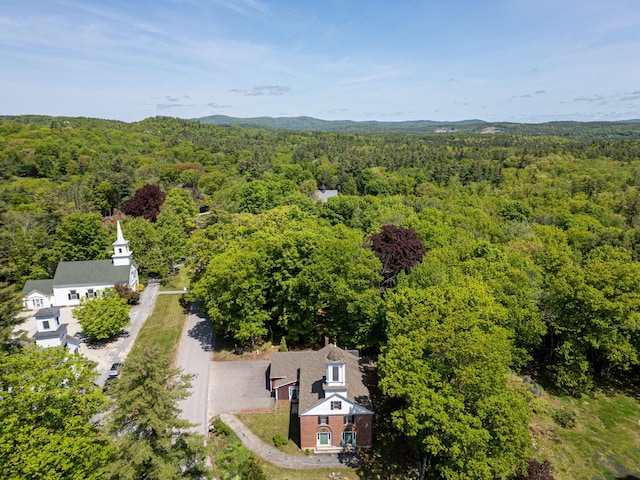 aerial view with a wooded view