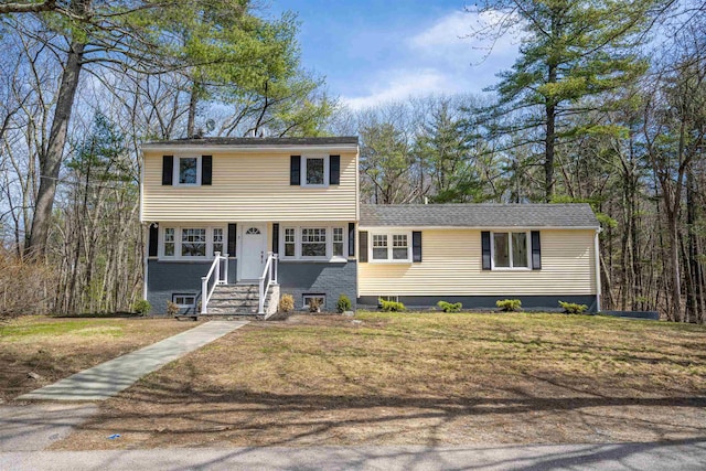 colonial house with a front lawn