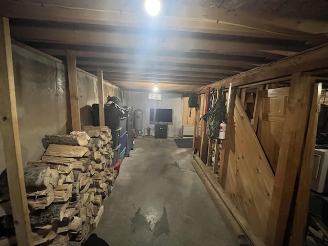 view of unfinished basement