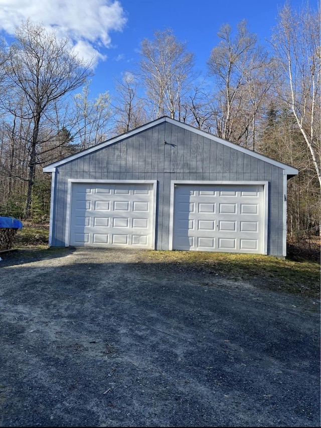 view of detached garage
