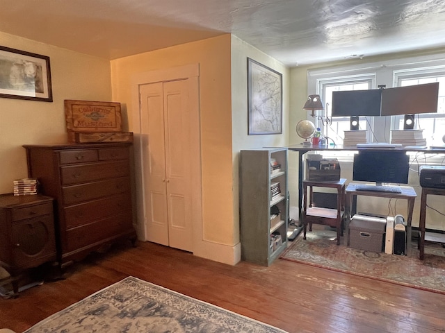 office space featuring hardwood / wood-style flooring