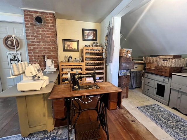 office area with wood finished floors