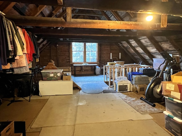 view of unfinished attic