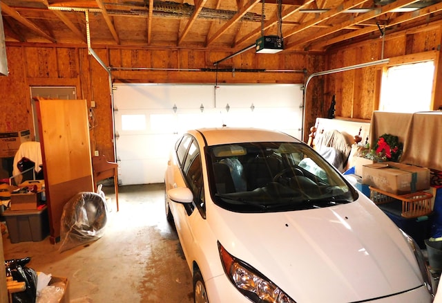 garage with a garage door opener