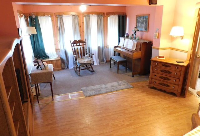 living area featuring light wood finished floors