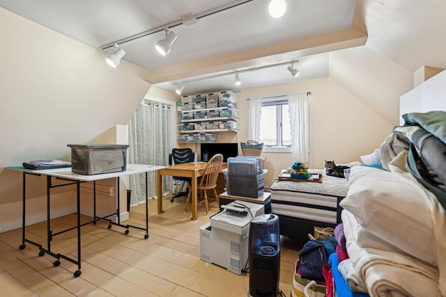 office space with track lighting