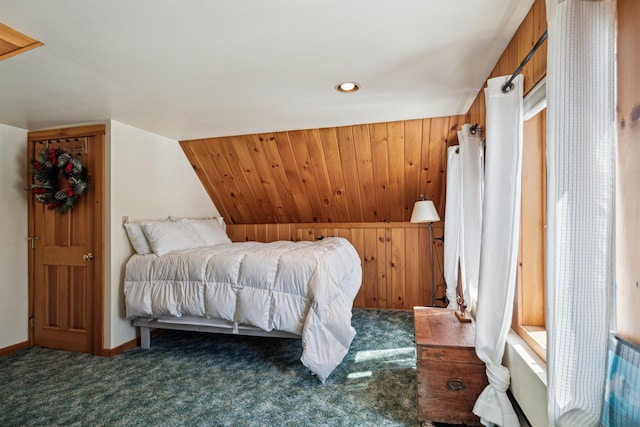 bedroom with baseboards, recessed lighting, and carpet
