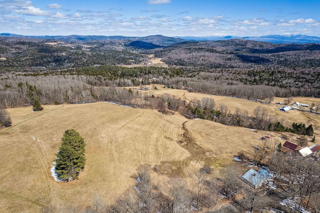 aerial view with a rural view and a mountain view