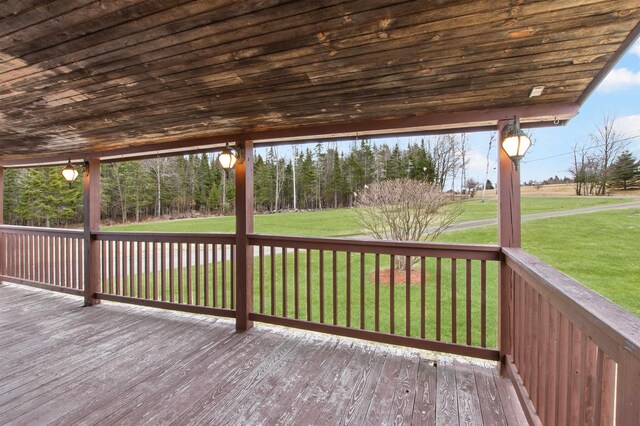 wooden deck with a yard