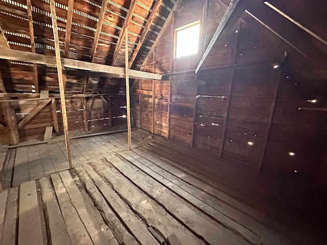 view of unfinished attic