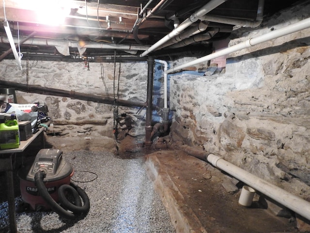 view of unfinished below grade area