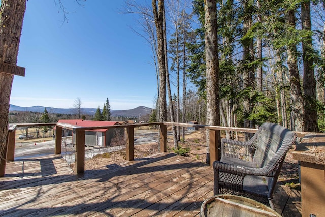 195 Curtis Rd, Morgan, VT 05853 - wooden terrace featuring a mountain view