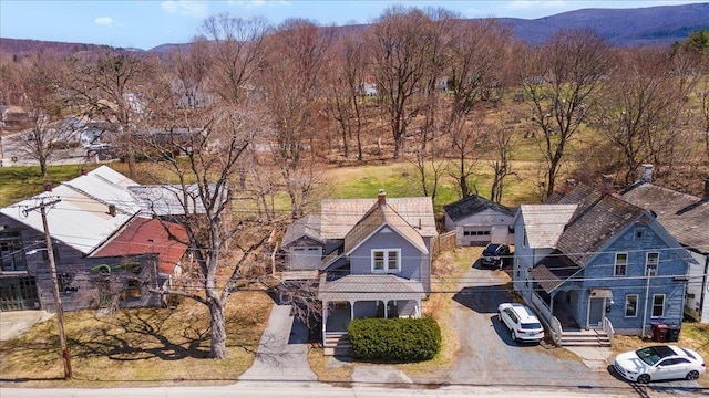aerial view with a mountain view
