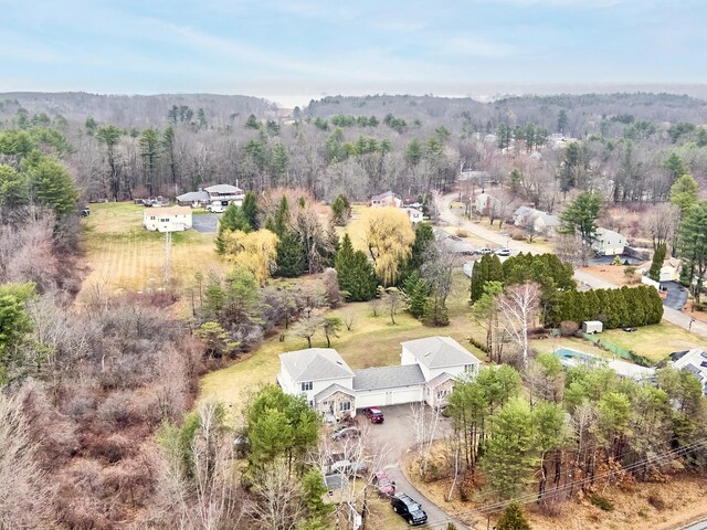 aerial view featuring a forest view
