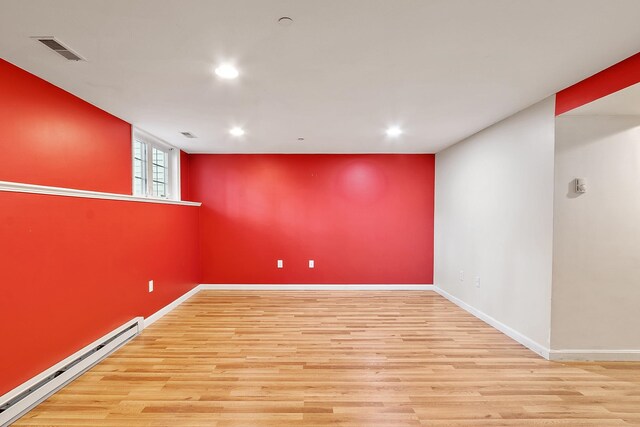 68 Barrington Ave, Nashua, NH 03062 - empty room with visible vents, recessed lighting, baseboard heating, wood finished floors, and baseboards