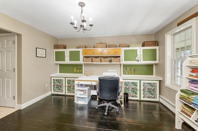 23 Bear Hill Rd, Windham, NH 03087 - office space featuring a baseboard heating unit and a chandelier
