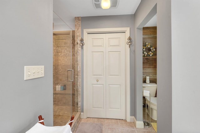 23 Bear Hill Rd, Windham, NH 03087 - full bath with a stall shower, tile patterned floors, and a closet