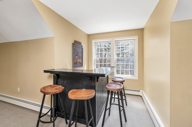 23 Bear Hill Rd, Windham, NH 03087 - indoor dry bar featuring a baseboard heating unit, carpet floors, and baseboard heating