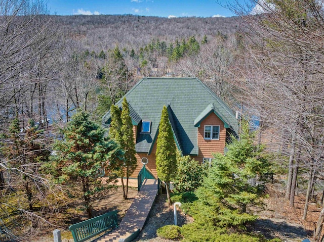 bird's eye view with a forest view