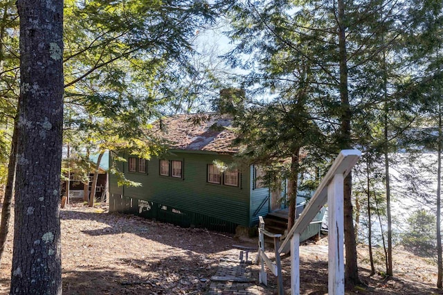 view of home's exterior featuring crawl space