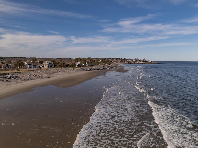 property view of water featuring a beach view