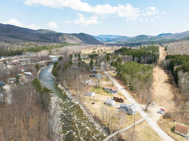 aerial overview of property's location with a mountain backdrop