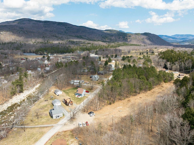 aerial view of property and surrounding area with a mountainous background